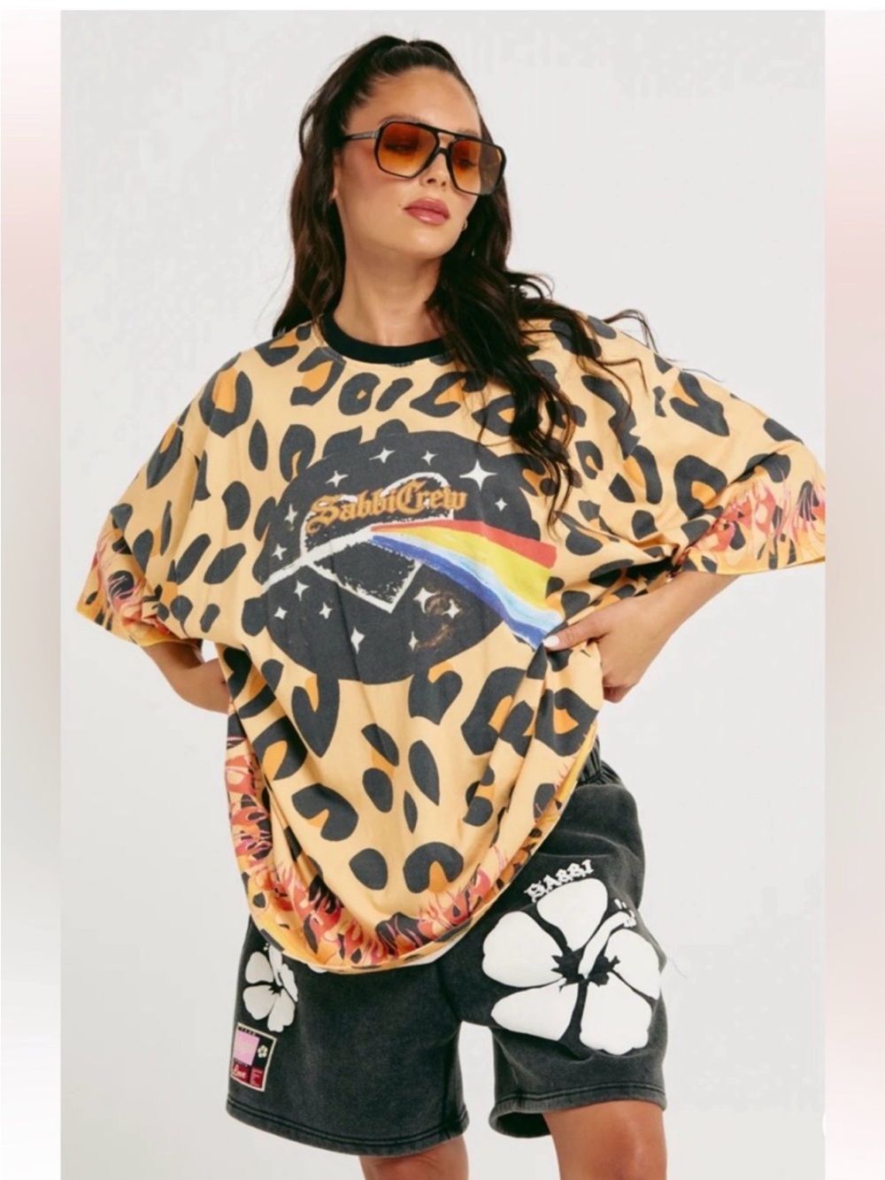 NWT SABBI the oversized 67 leopard Tee (size M)